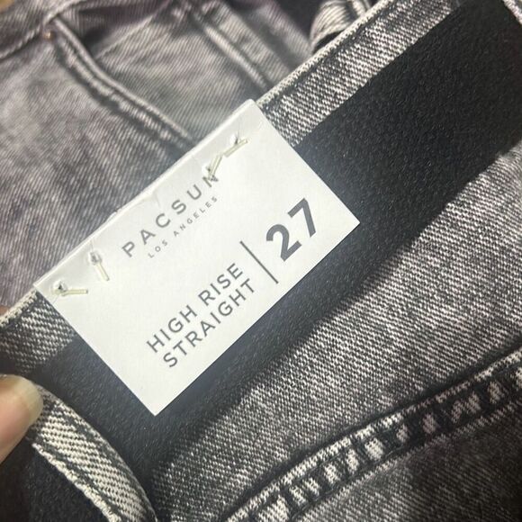 NWT Pacsun Womens Jet Stone High Rise Button‎ Fly Straight Jeans With Belt Sz 27 - Picture 7 of 10